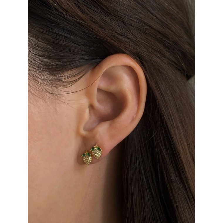 PICO - Lemon Crystal Stud - Forgyldt