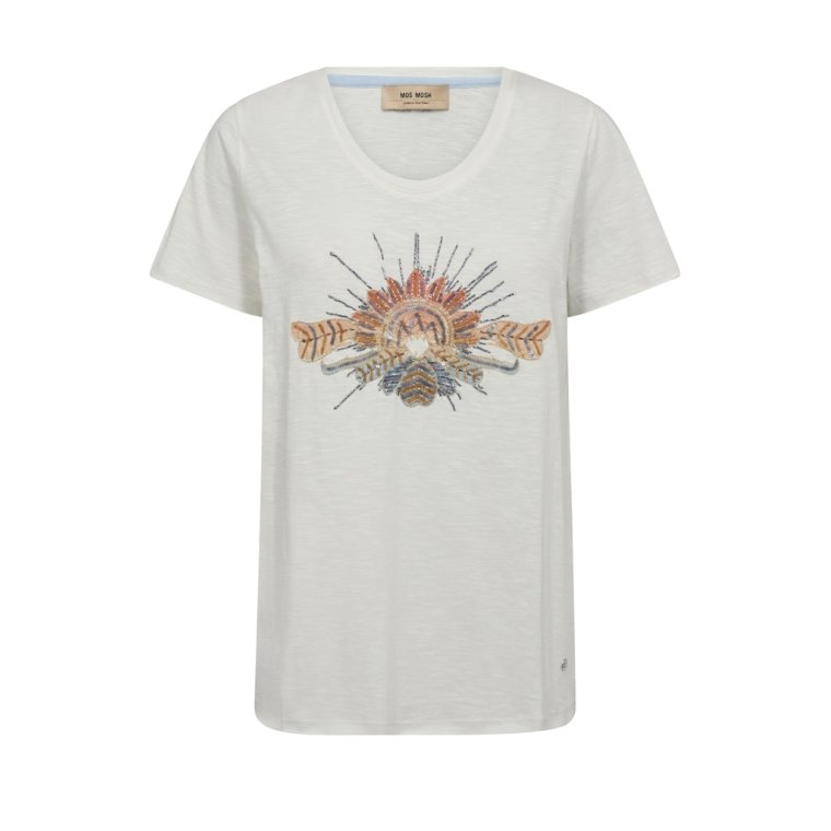 Mos Mosh - MMTonia O-SS Glam Tee - Ecru