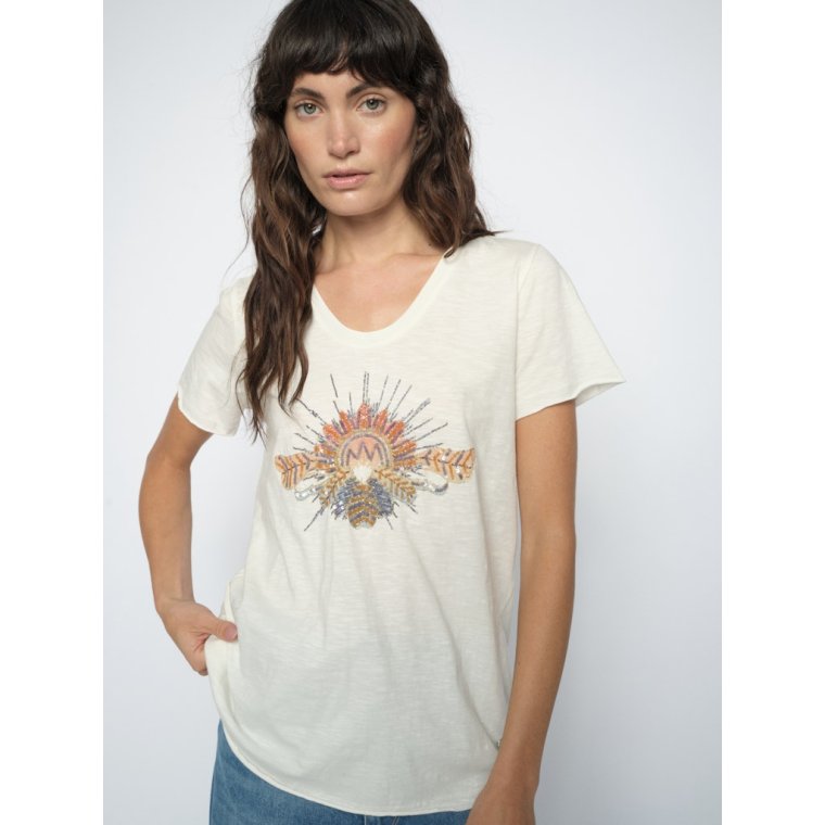 Mos Mosh - MMTonia O-SS Glam Tee - Ecru