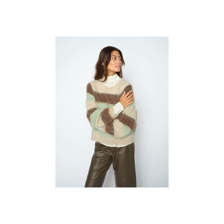 MOS MOSH - MMSuvi Stripe Knit - Frosty Green