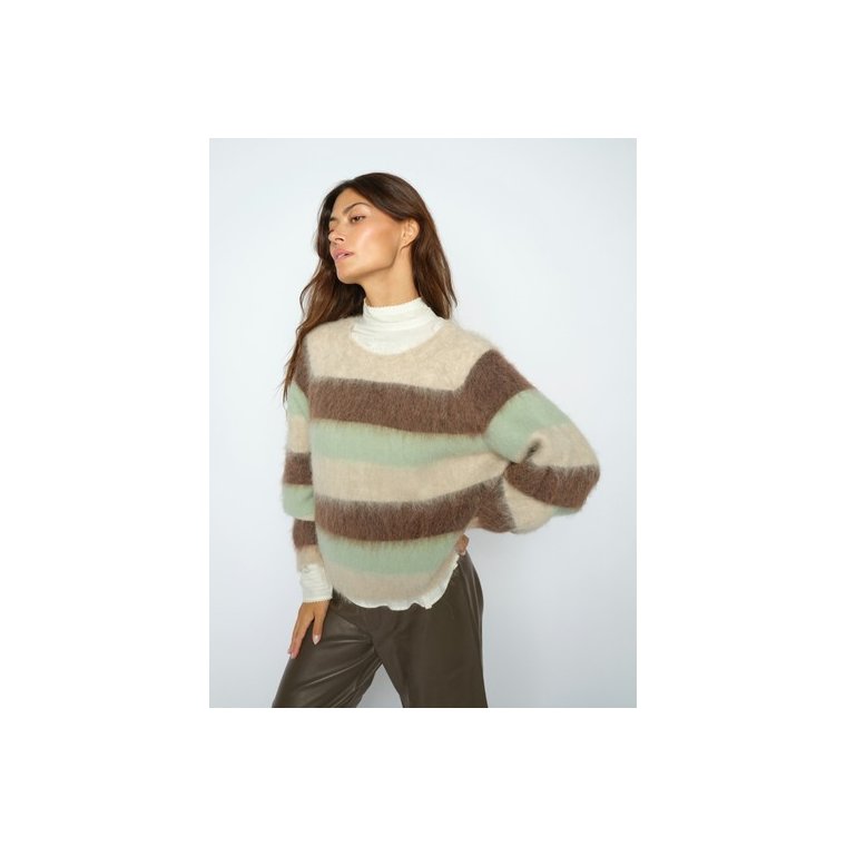 MOS MOSH - MMSuvi Stripe Knit - Frosty Green