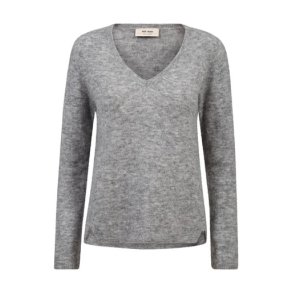 MOS MOSH - MMMape Sophia V-Neck Knit - Grey Melange