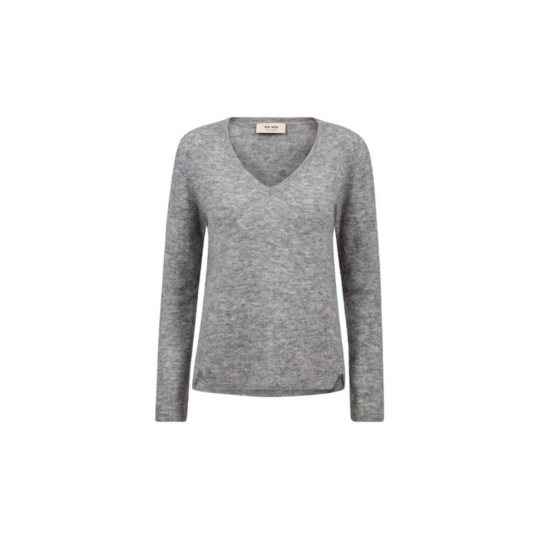 MOS MOSH - MMMape Sophia V-Neck Knit - Grey Melange