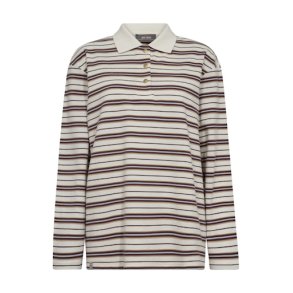MOS MOSH - MMRossett LS Stripe Polo Tee - Brunnera Blue