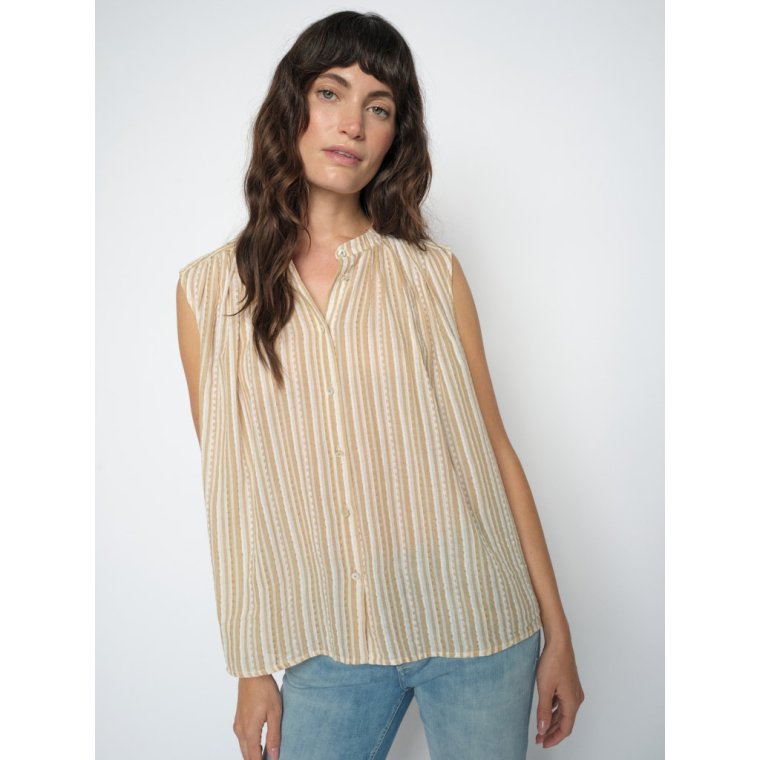 Mos Mosh - MMAmelia Stripe SL Blouse - Sesame