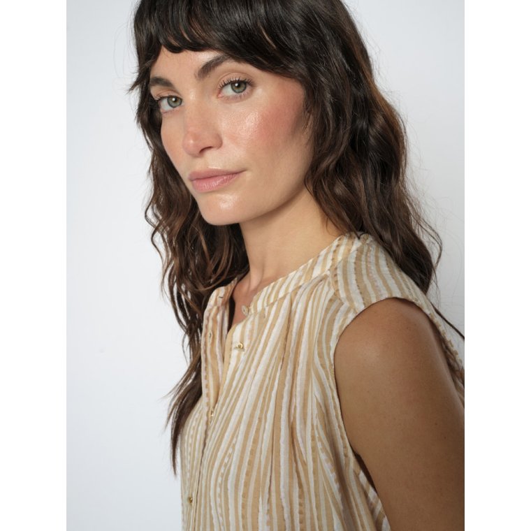 Mos Mosh - MMAmelia Stripe SL Blouse - Sesame