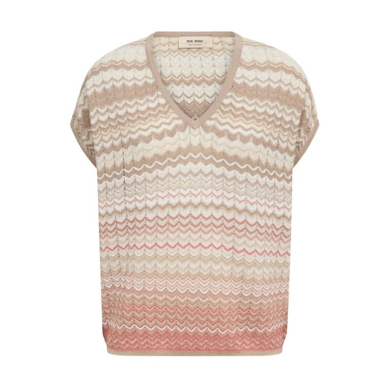 Mos Mosh - MMShani Zig-Zag V-neck Knit - Ecru