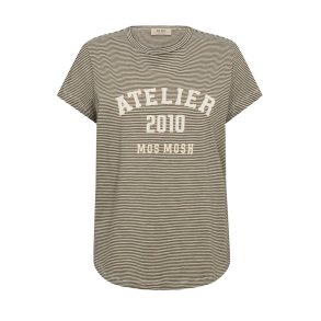 Mos Mosh - MMCamp O-SS Stripe Tee - Burnt Olive