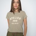 Mos Mosh - MMCamp O-SS Stripe Tee - Burnt Olive