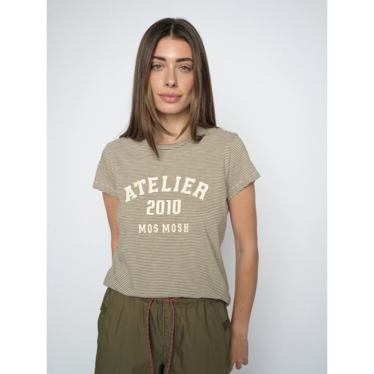 Mos Mosh - MMCamp O-SS Stripe Tee - Burnt Olive
