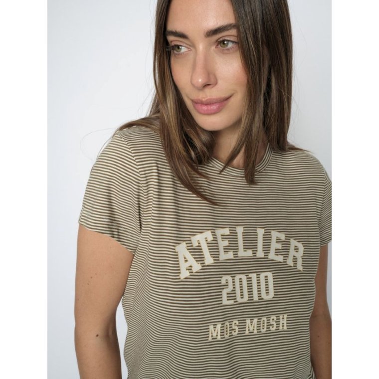 Mos Mosh - MMCamp O-SS Stripe Tee - Burnt Olive
