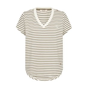 MOS MOSH - MMKala V-SS Stripe Tee - Olive Night