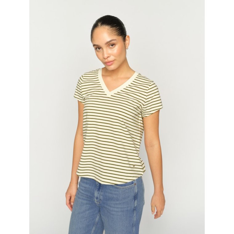 MOS MOSH - MMKala V-SS Stripe Tee - Olive Night