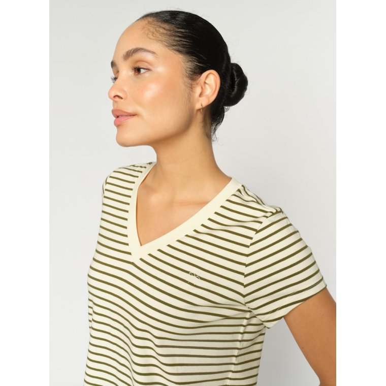 MOS MOSH - MMKala V-SS Stripe Tee - Olive Night