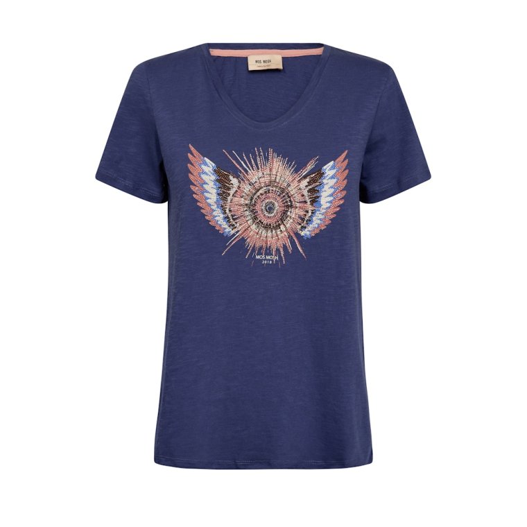 MOS MOSH - MMRomi Gethi O-SS Glam Tee - Crown Blue