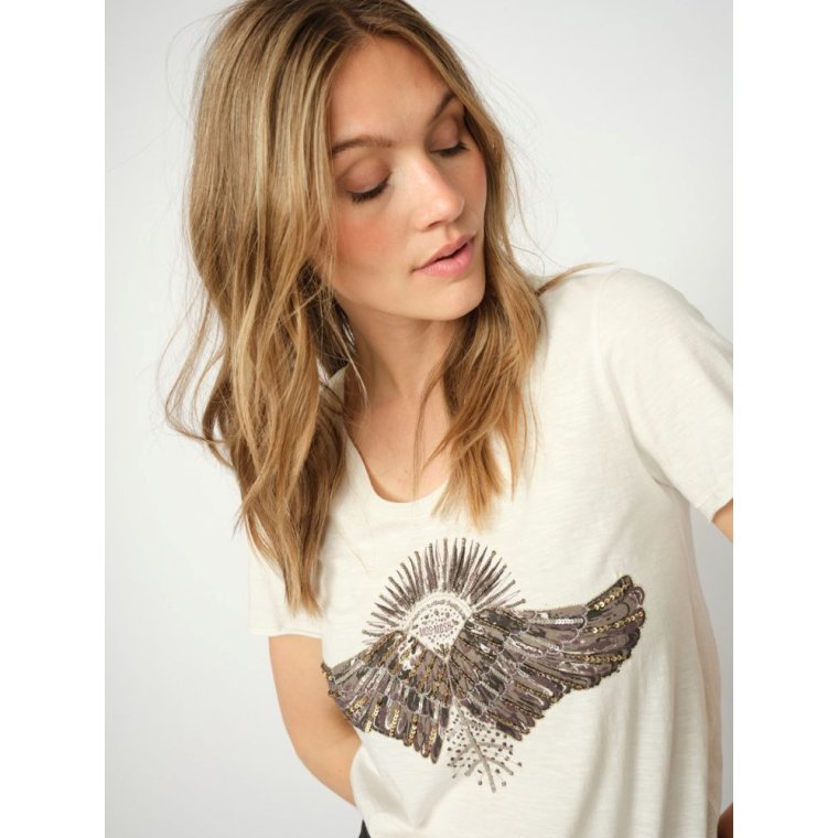 MOS MOSH - MMNadine O-SS Deco Tee - Ecru