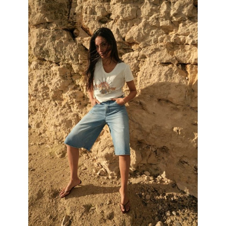 Mos Mosh - MMTonia O-SS Glam Tee - Ecru