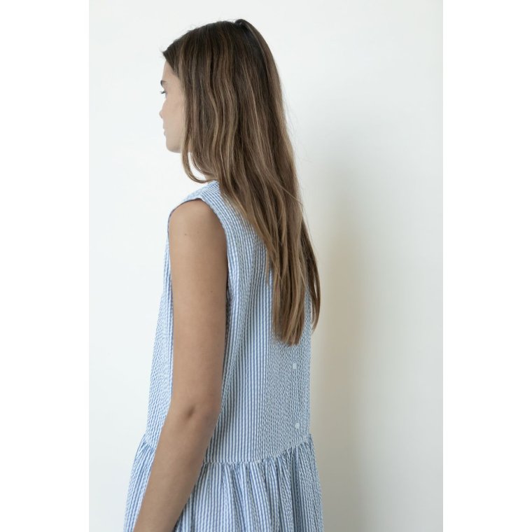 Studio Feder - NOELLE DRESS - SEERSUCKER - FJORD