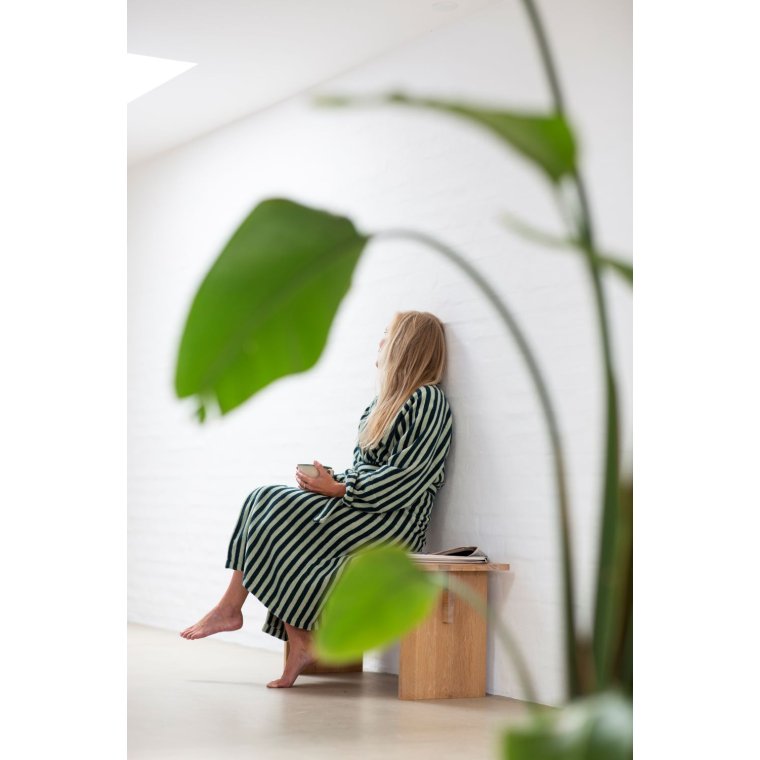 BONGUSTA - NARAM BATHROBE - sea foam & deep teal