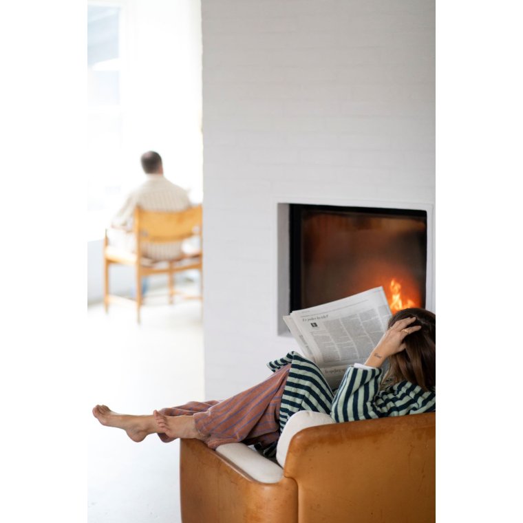 BONGUSTA - NARAM BATHROBE - sea foam & deep teal