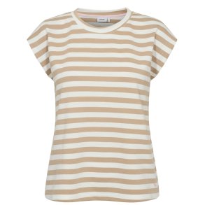 N�MPH - NULIZY CROPPED STRIPE TOP - Cloud Dancer