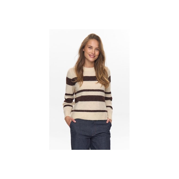 N�MPH - NURIETTE WIDE STRIPE PULLOVER - Black Coffee