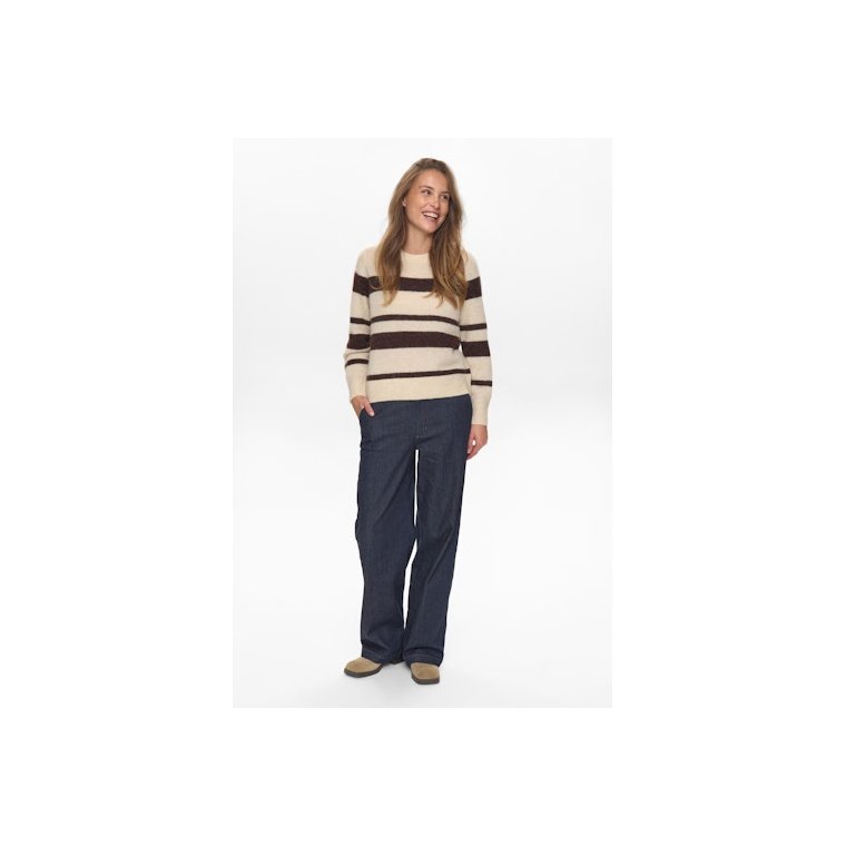 N�MPH - NURIETTE WIDE STRIPE PULLOVER - Black Coffee