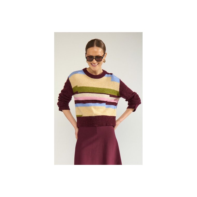 N�MPH - NURIETTE PIXEL STRIPE PULLOVER - Fig