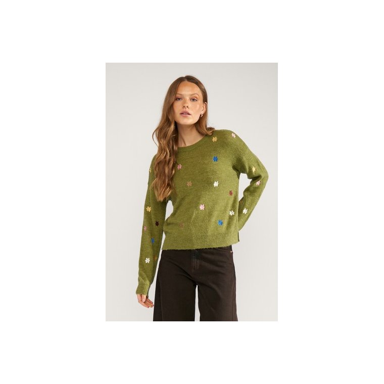 N�MPH - NUFLORIE PULLOVER - Calla Green