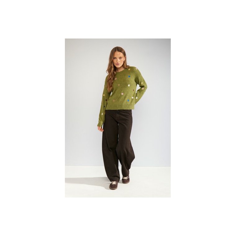 N�MPH - NUFLORIE PULLOVER - Calla Green