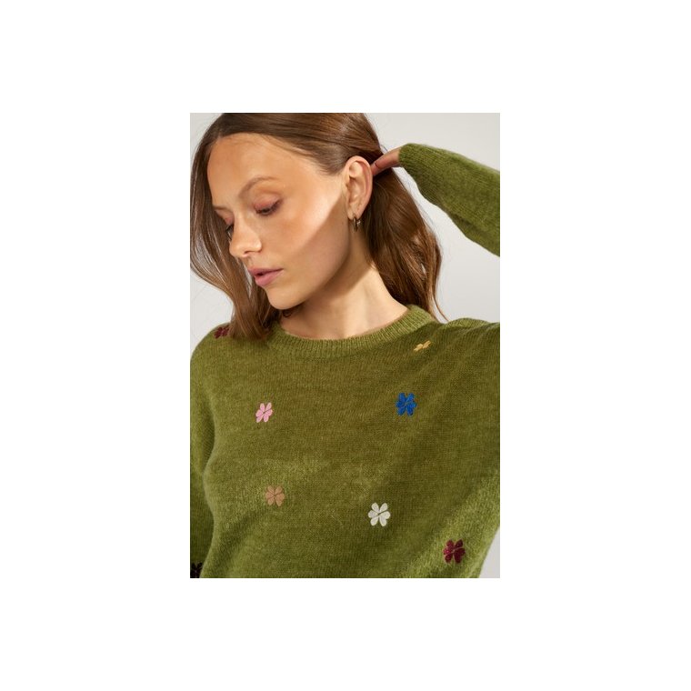 N�MPH - NUFLORIE PULLOVER - Calla Green