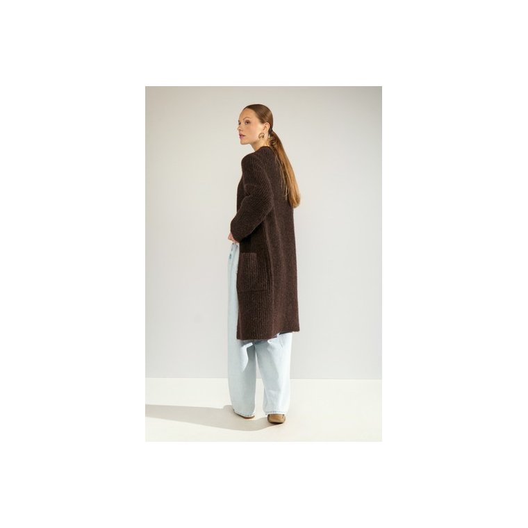 N�MPH - NUZINDI LONG CARDIGAN - Black Coffee