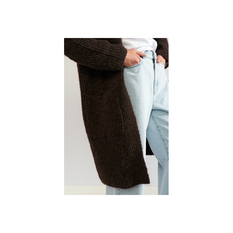 N�MPH - NUZINDI LONG CARDIGAN - Black Coffee