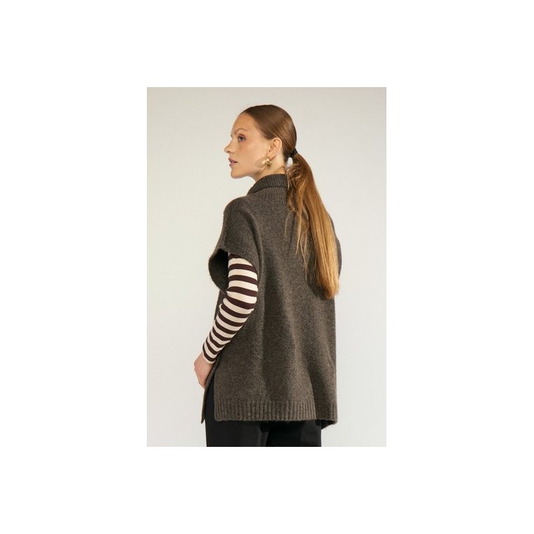 N�MPH - NUJOLINE PONCHO - Black Coffee