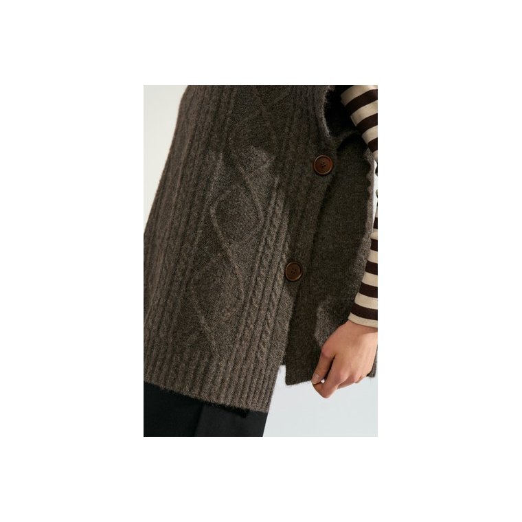 N�MPH - NUJOLINE PONCHO - Black Coffee