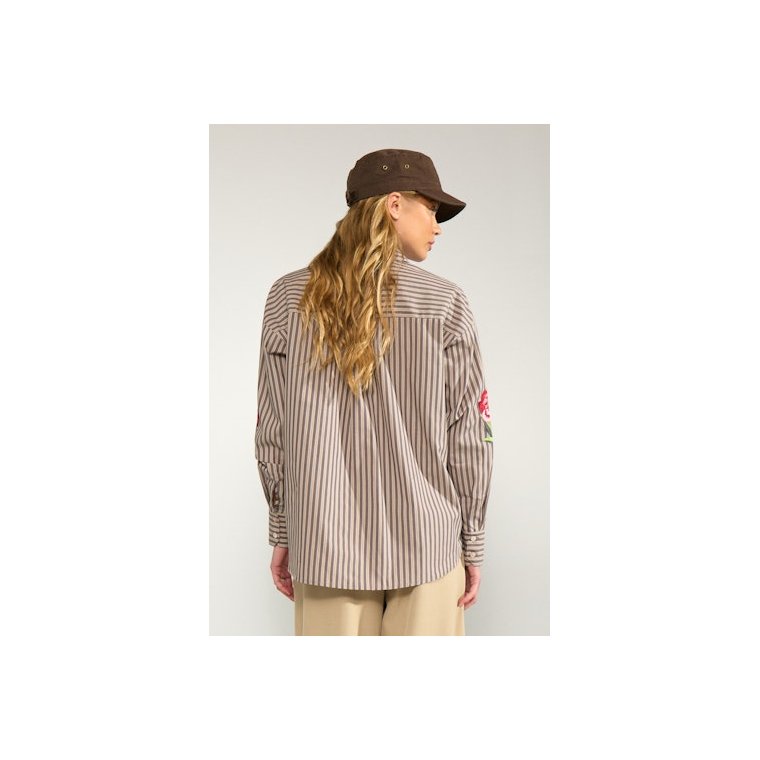 N�MPH - NUKACEY EMBROIDERY SHIRT - Deep Taupe