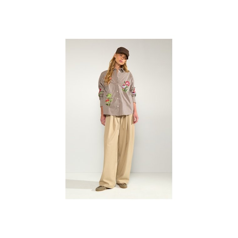 N�MPH - NUKACEY EMBROIDERY SHIRT - Deep Taupe