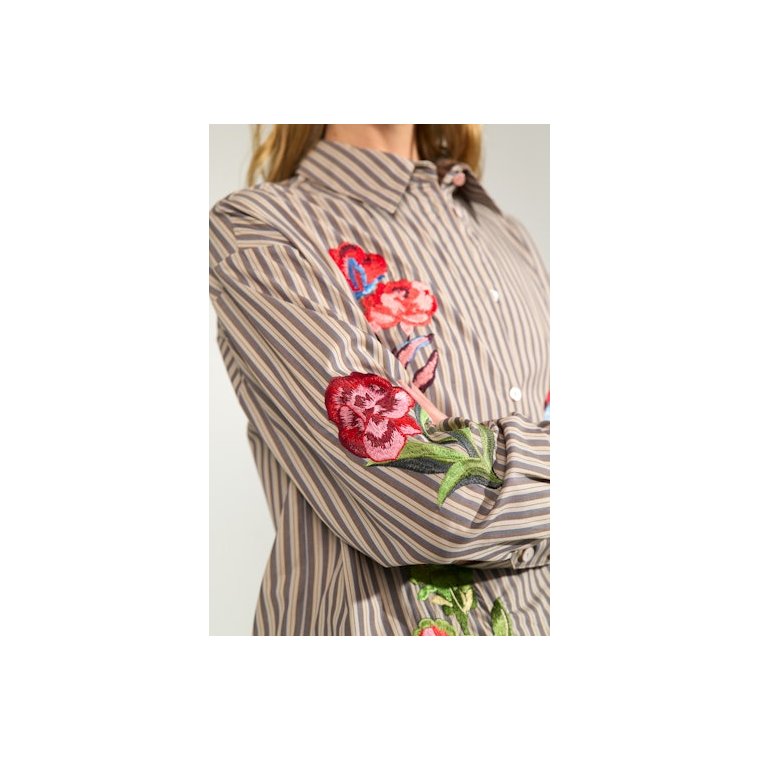 N�MPH - NUKACEY EMBROIDERY SHIRT - Deep Taupe