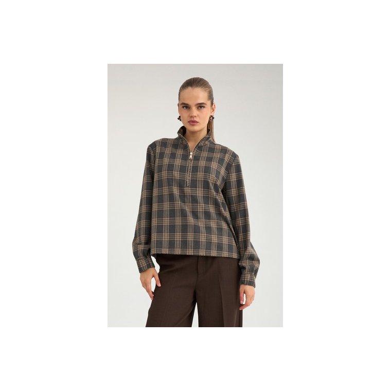 N�MPH - NUKAMALA ZIP SHIRT - Dark grey melange
