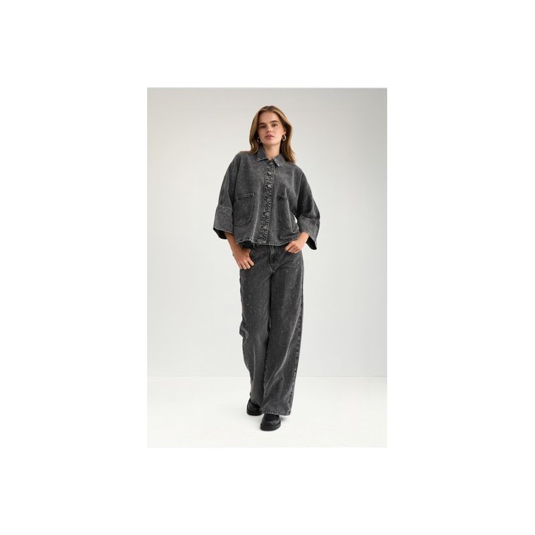 N�MPH - NUBROOKLYN OVERSIZE STONE SHIRT - Grey Denim