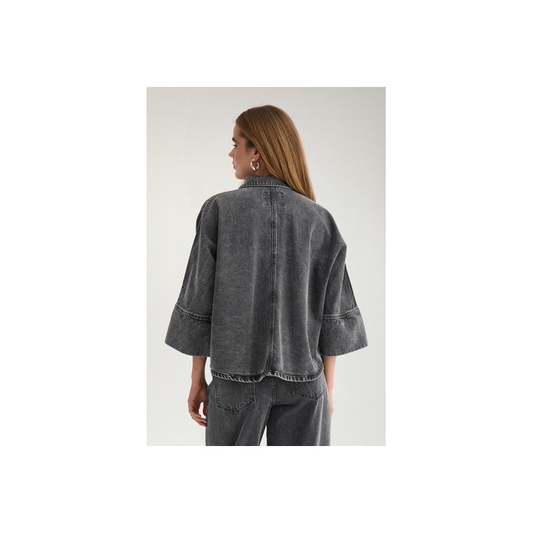 N�MPH - NUBROOKLYN OVERSIZE STONE SHIRT - Grey Denim