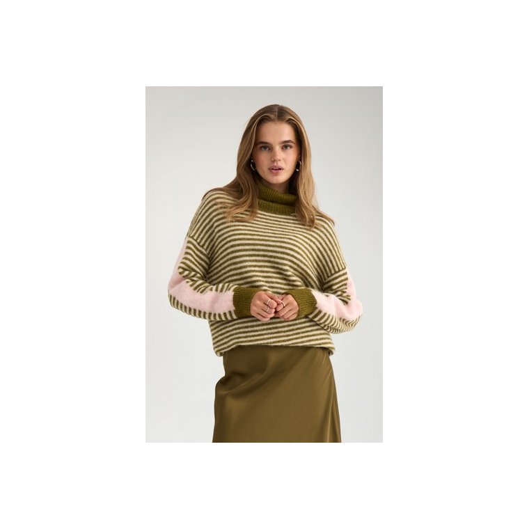 N�MPH - NURIETTE MINI STRIPE PULLOVER - Fir Green