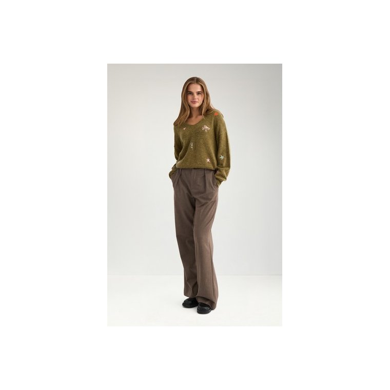 N�MPH - NUYPPA EMBROIDERY PULLOVER - Fir Green