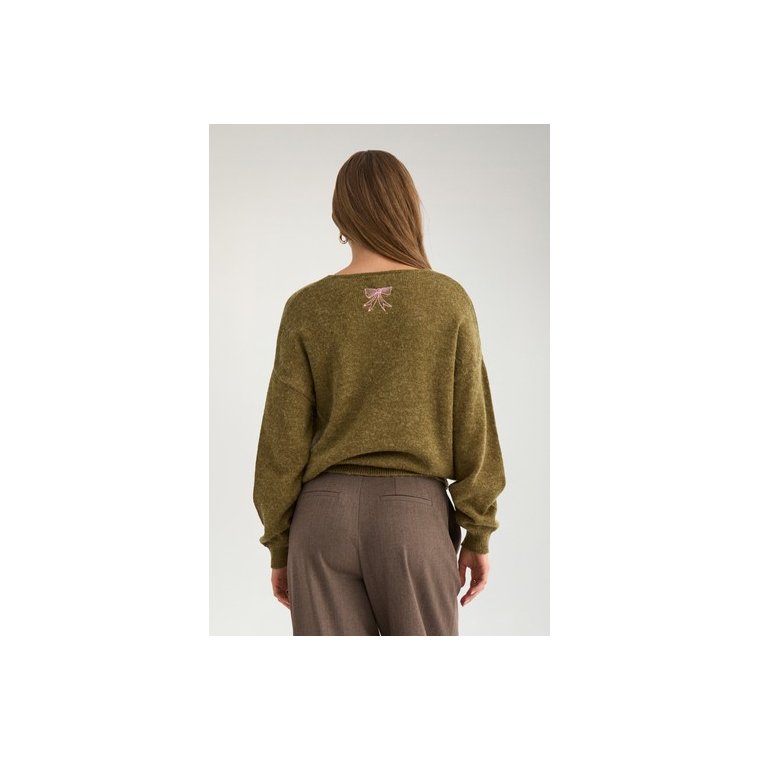 N�MPH - NUYPPA EMBROIDERY PULLOVER - Fir Green