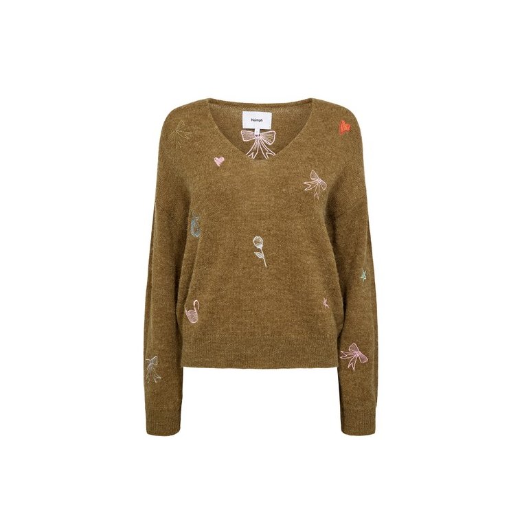 N�MPH - NUYPPA EMBROIDERY PULLOVER - Fir Green