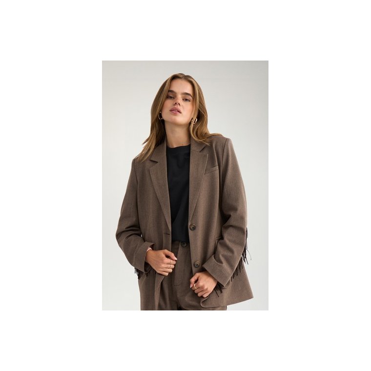 N�MPH - NULIPPA FRINGE BLAZER - Chocolate Plum