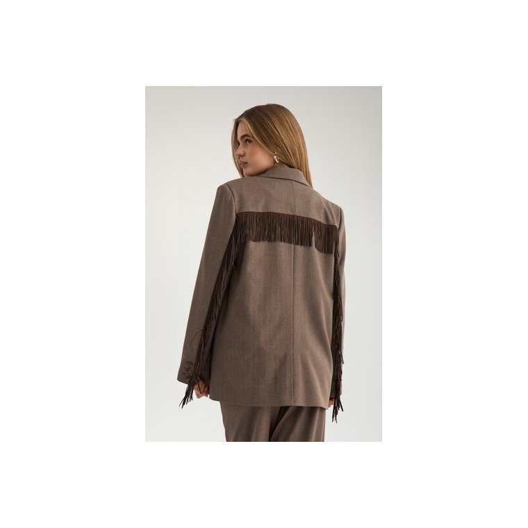 N�MPH - NULIPPA FRINGE BLAZER - Chocolate Plum