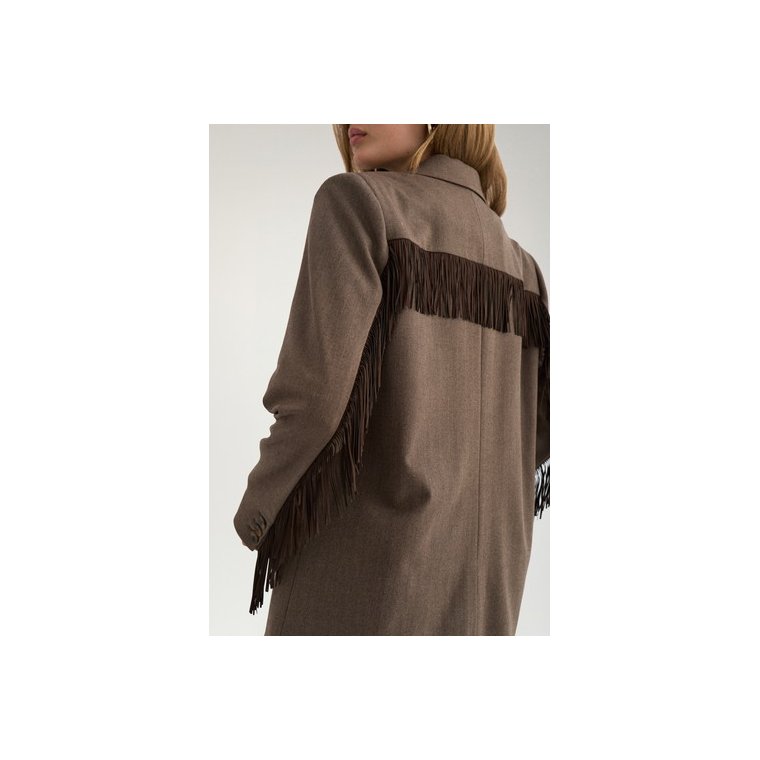 N�MPH - NULIPPA FRINGE BLAZER - Chocolate Plum