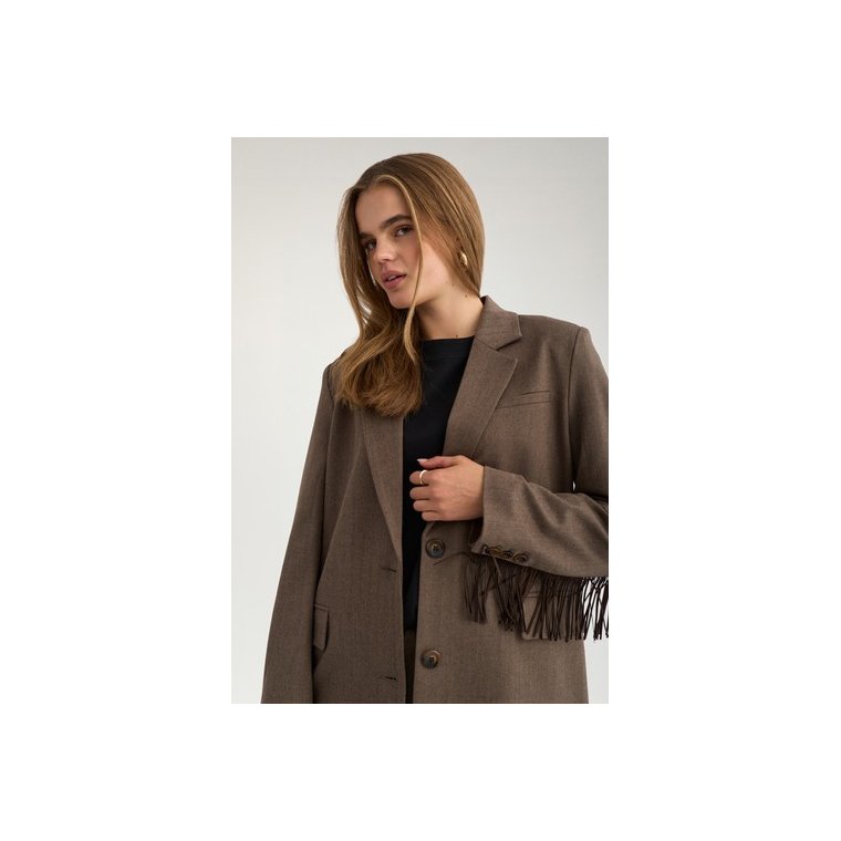 N�MPH - NULIPPA FRINGE BLAZER - Chocolate Plum