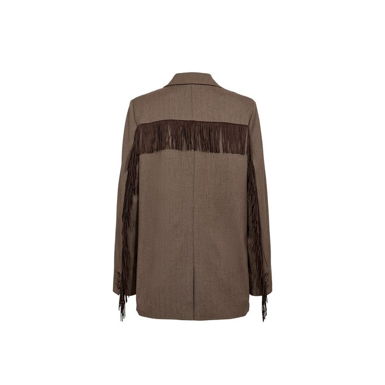 N�MPH - NULIPPA FRINGE BLAZER - Chocolate Plum